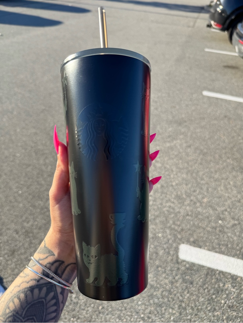 Starbucks black cat glow in the dark tumbler